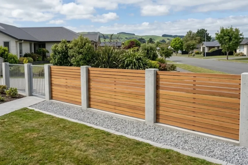 Premium residential timber and concrete fence showcasing awards level craftsmanship by Fence Builders Palmerston North for quality and lasting fencing results.